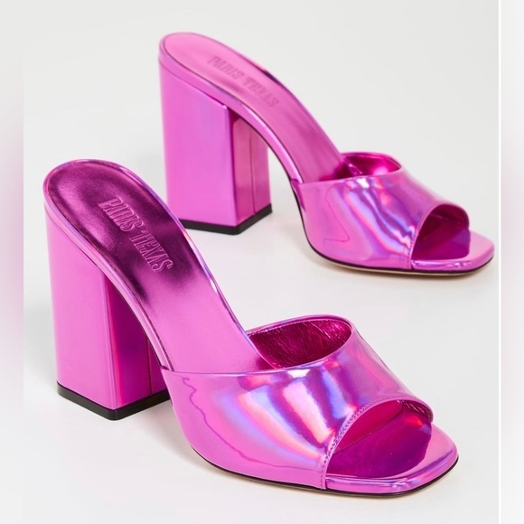 Paris Texas Anja Mules Iridescent Heels Prisma Fuchsia